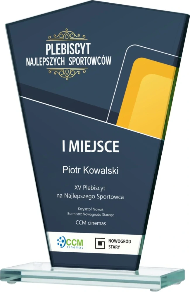 Sklenená trofej -22 cm