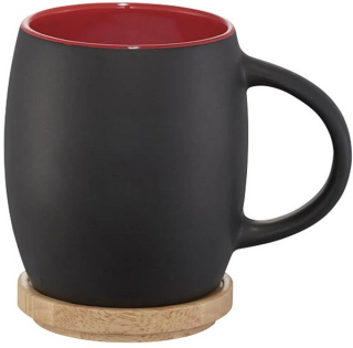 Čierny keramický hrnček 400 ml s červeným vnútrom